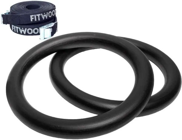 FitWood ULPU Gymnastikringe 28mm - Sort overflade / Sort Strop